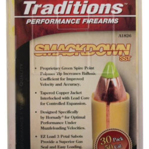 Traditions Black Powder Smackdown SST Muzzleloading Bullet With Sabot .50 Caliber .45 Diameter 250 Grain 30 Per Pack