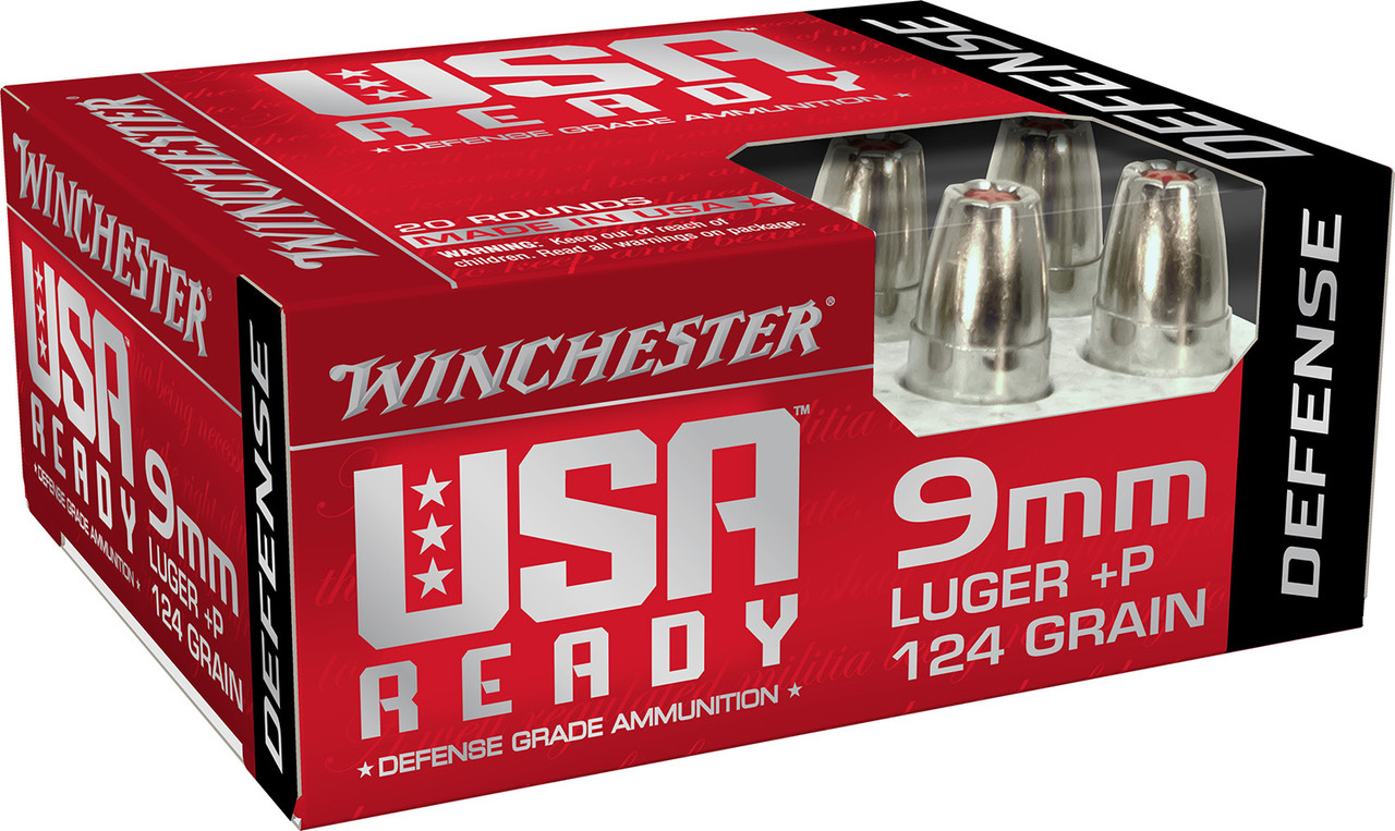 Winchester USA Ready 9mm +P 124gr, Hex-Vent Hollow Point, 20rd