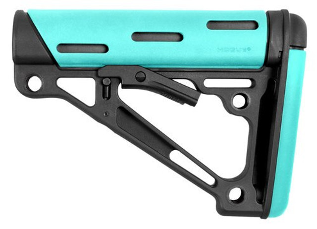 Hogue AR-15 OverMolded Collapsing Buttstock – Mil-Spec, Aqua Blue