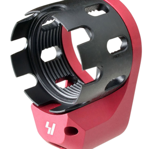 Strike Industries AR Enhanced Castle Nut & Extended End Plate Version 2 in Red 5.56x45mm